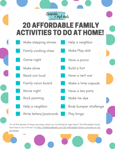 20 Affordable Family Activities To Do At Home {free Printable 